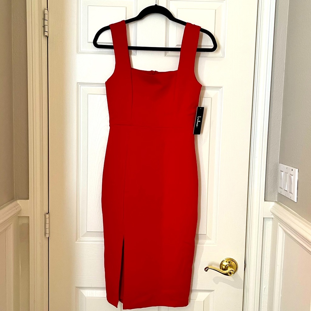 Lulus Bodicon Red Dress square neck